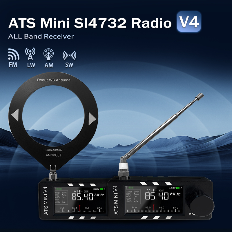 AMNVOLT V4 ATS Mini SI4732ラジオ全帯域DSPラジオFM AM SSB LSB USB