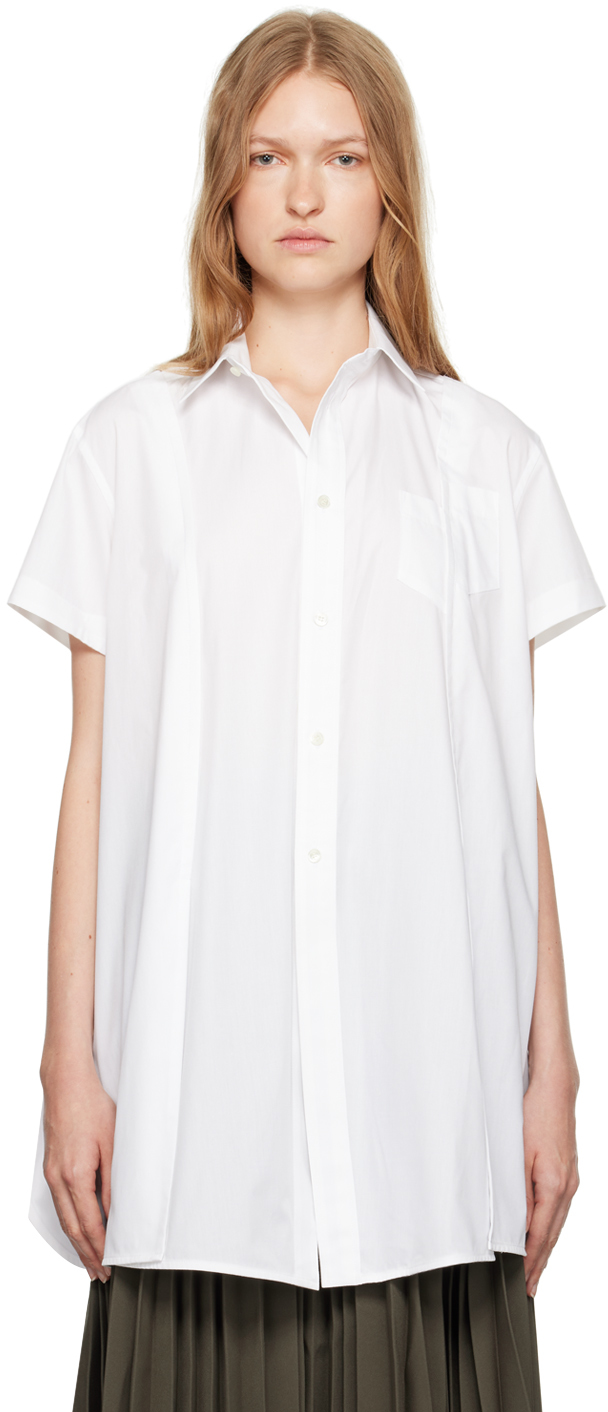 White Paneled Shirt by sacai on Sale