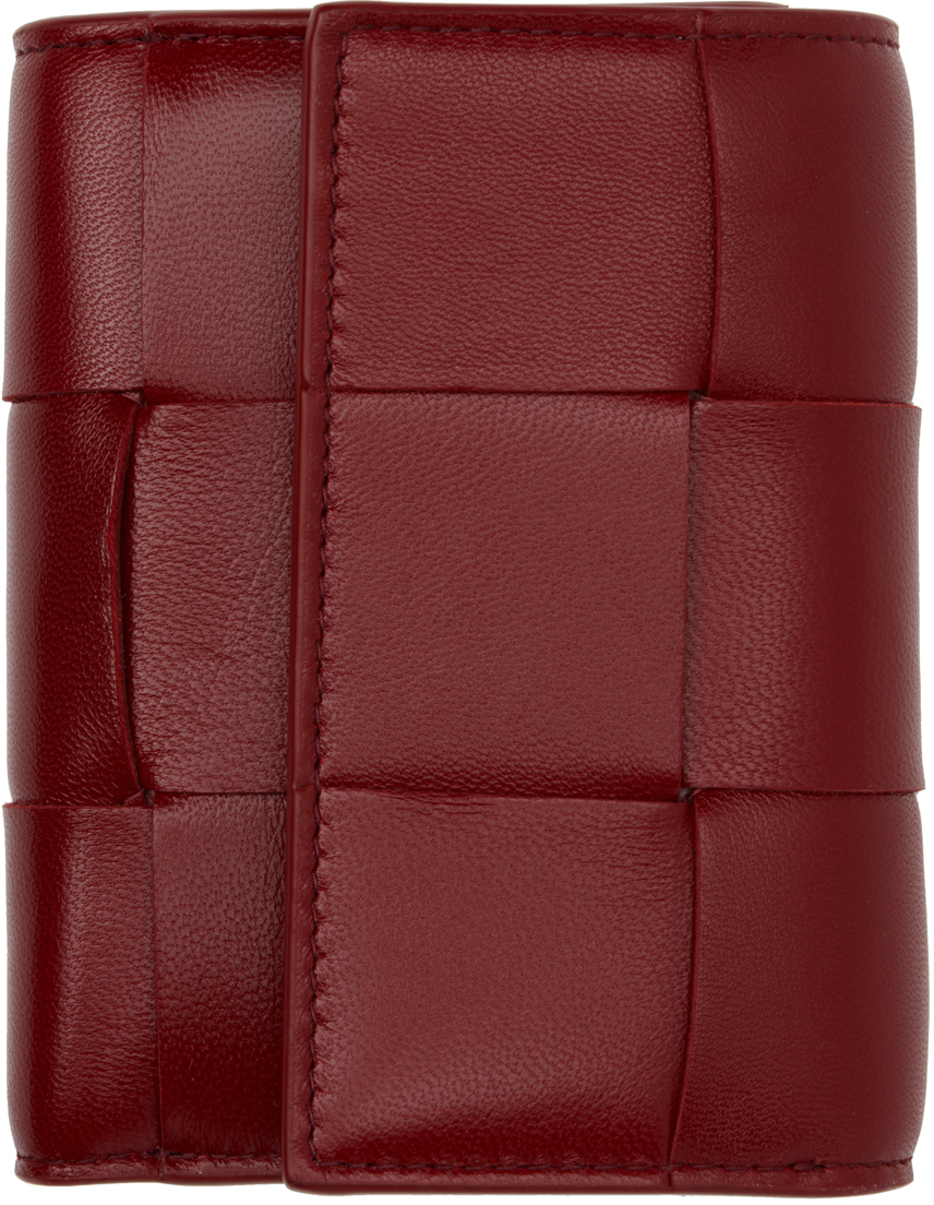 Bottega Veneta: Red Cassette Tri-Fold Zip Wallet | SSENSE