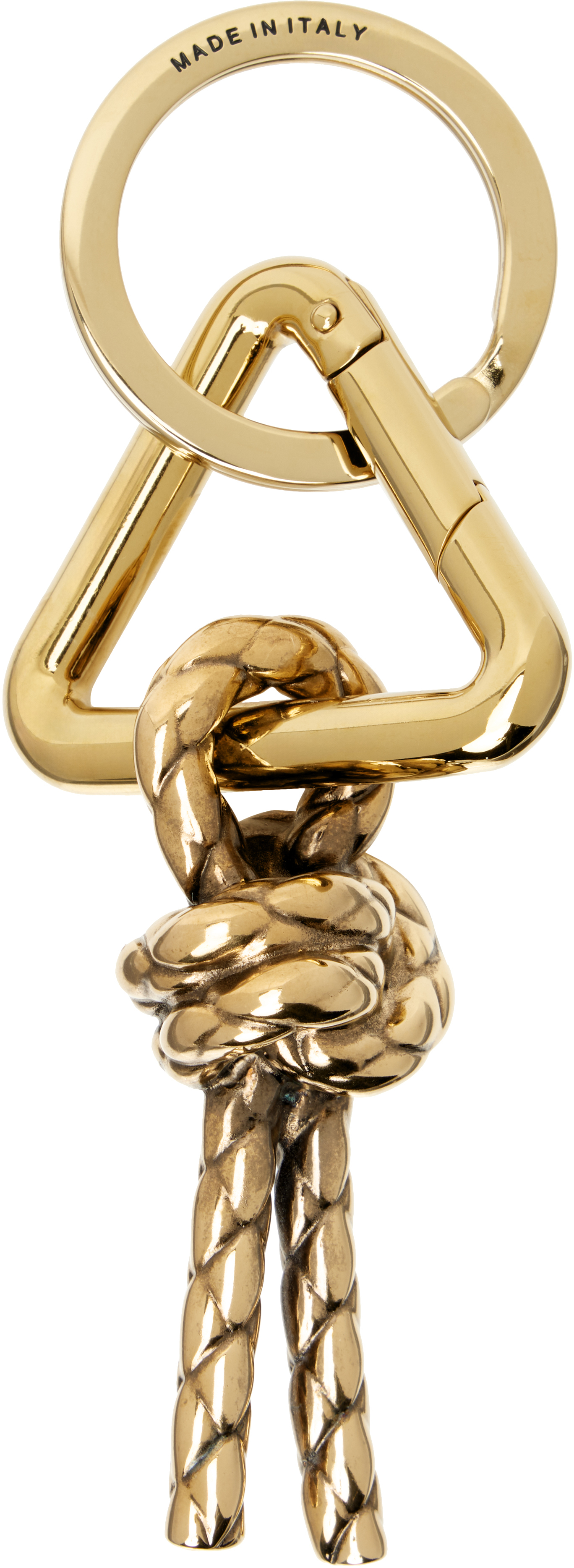 Bottega Veneta: Gold Metal Knot Keychain | SSENSE