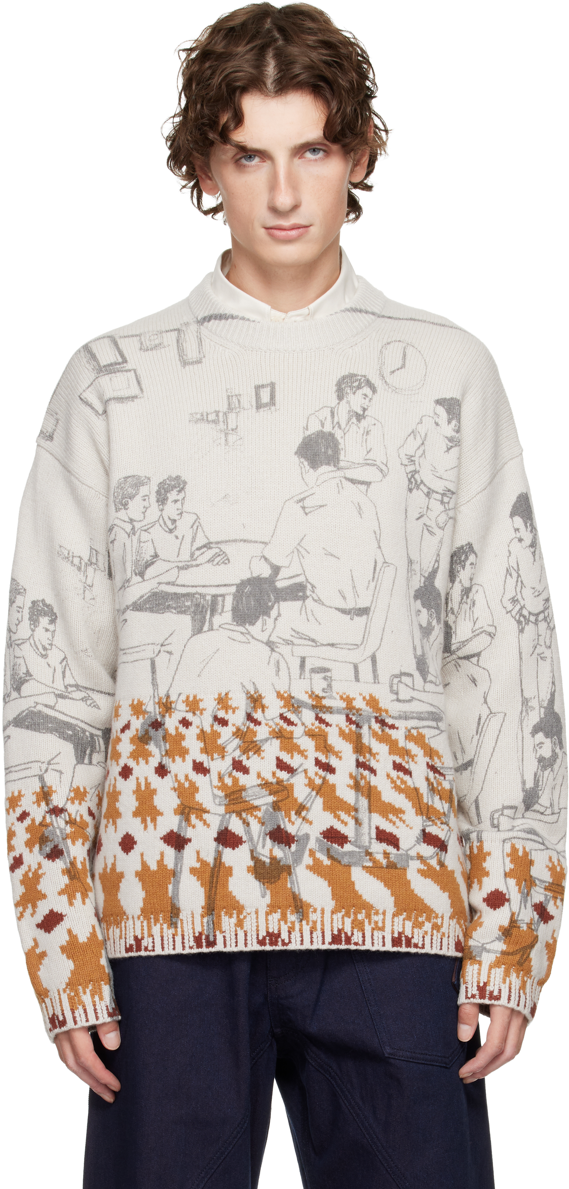 Gray Print Jacquard Sweater by JW Anderson on Sale