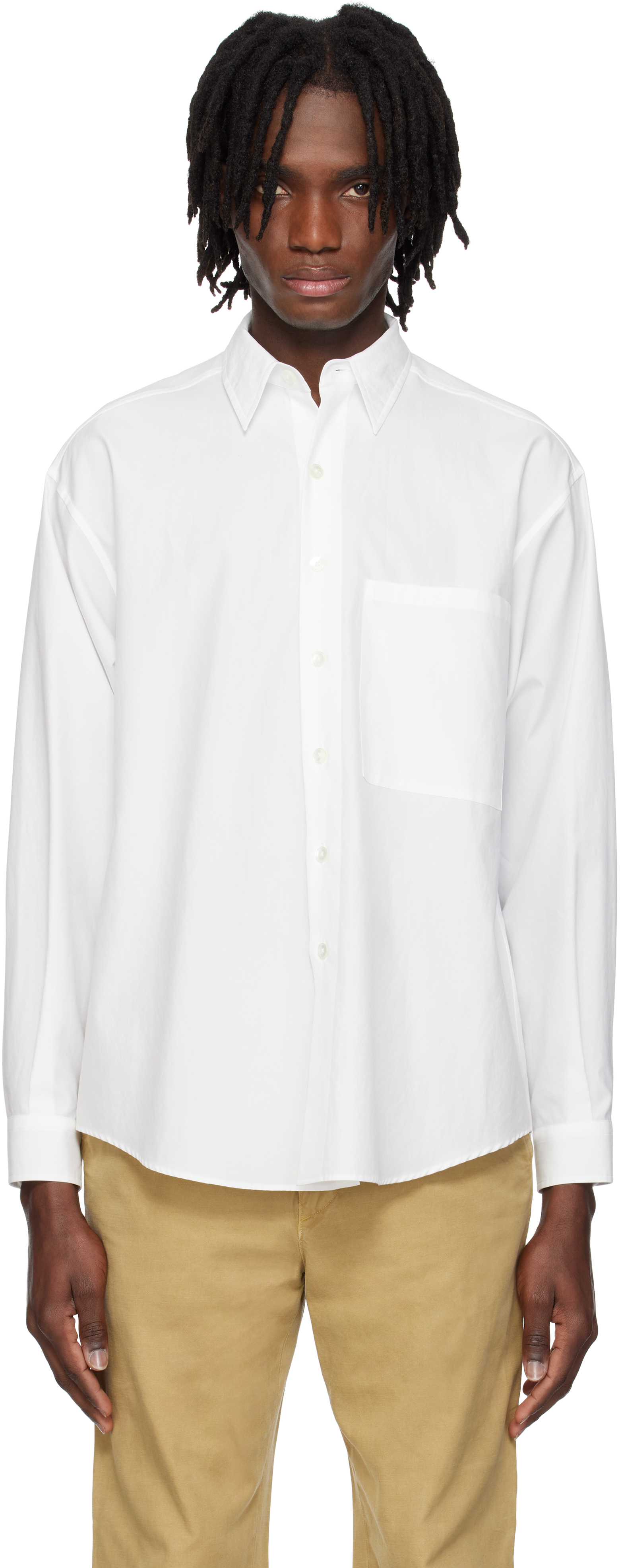 White Washed Finx Twill Big Shirt by AURALEE on Sale