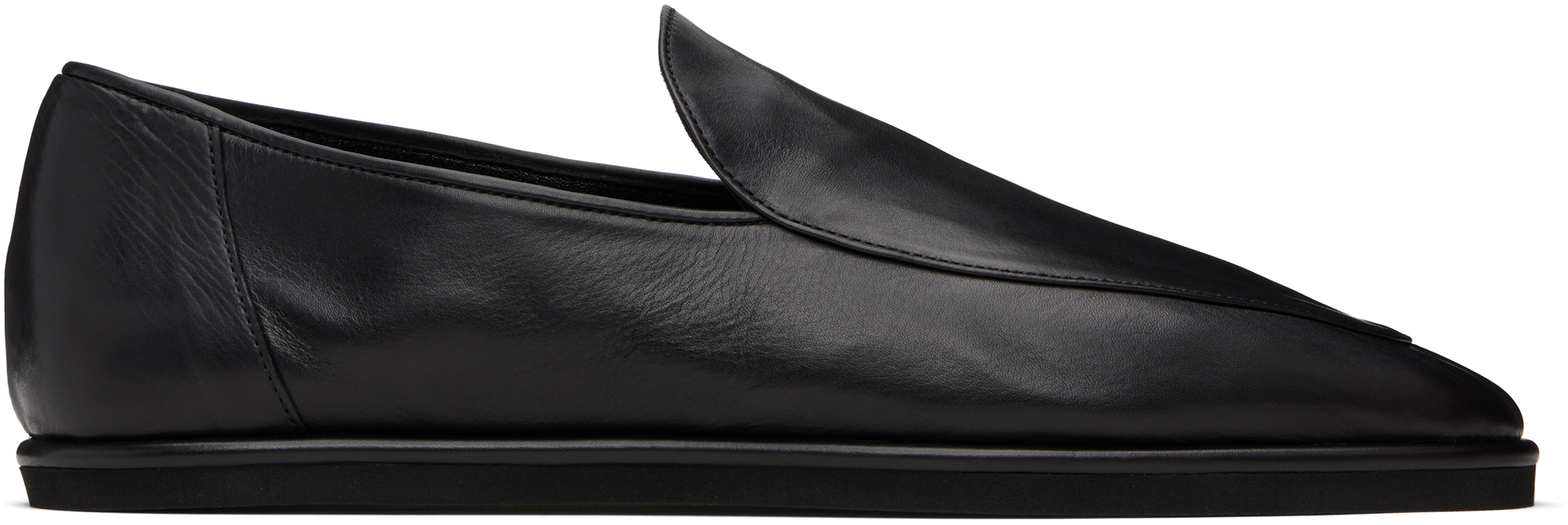 Black Soft Leather Loafers by AURALEE on Sale