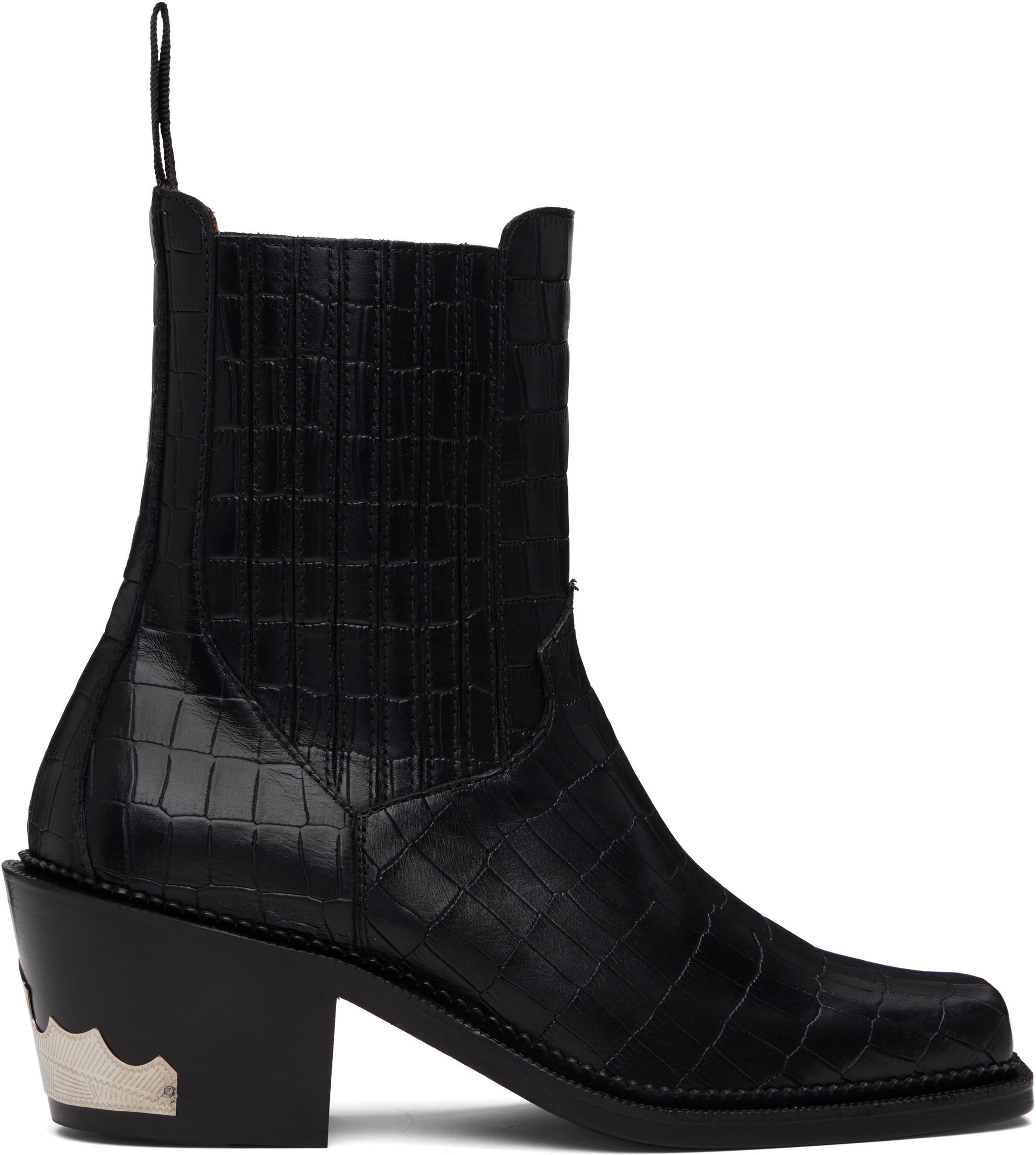 SSENSE Exclusive Black Croc AJ1255 Boots by Toga Virilis on Sale