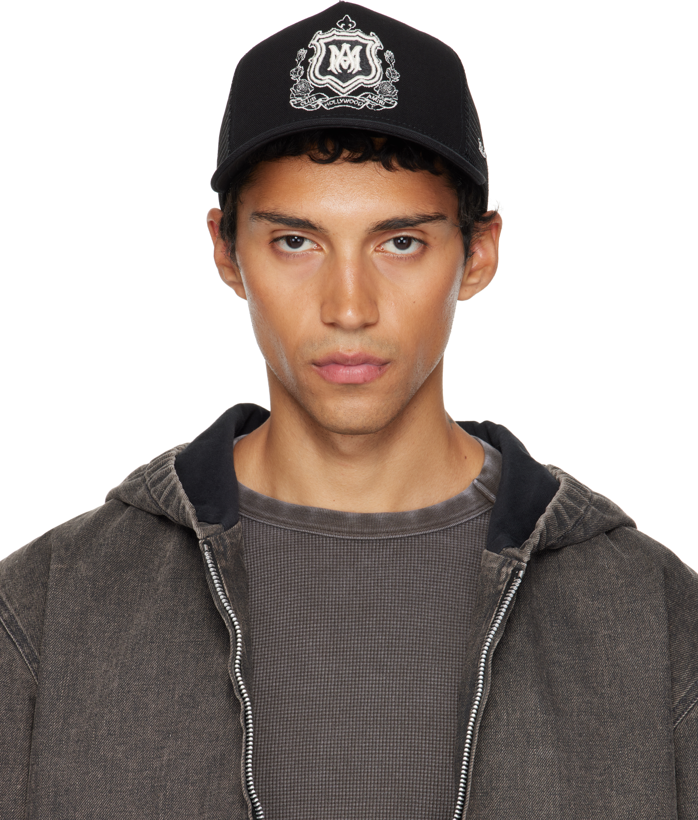 AMIRI: Black MA Crest Trucker Cap | SSENSE