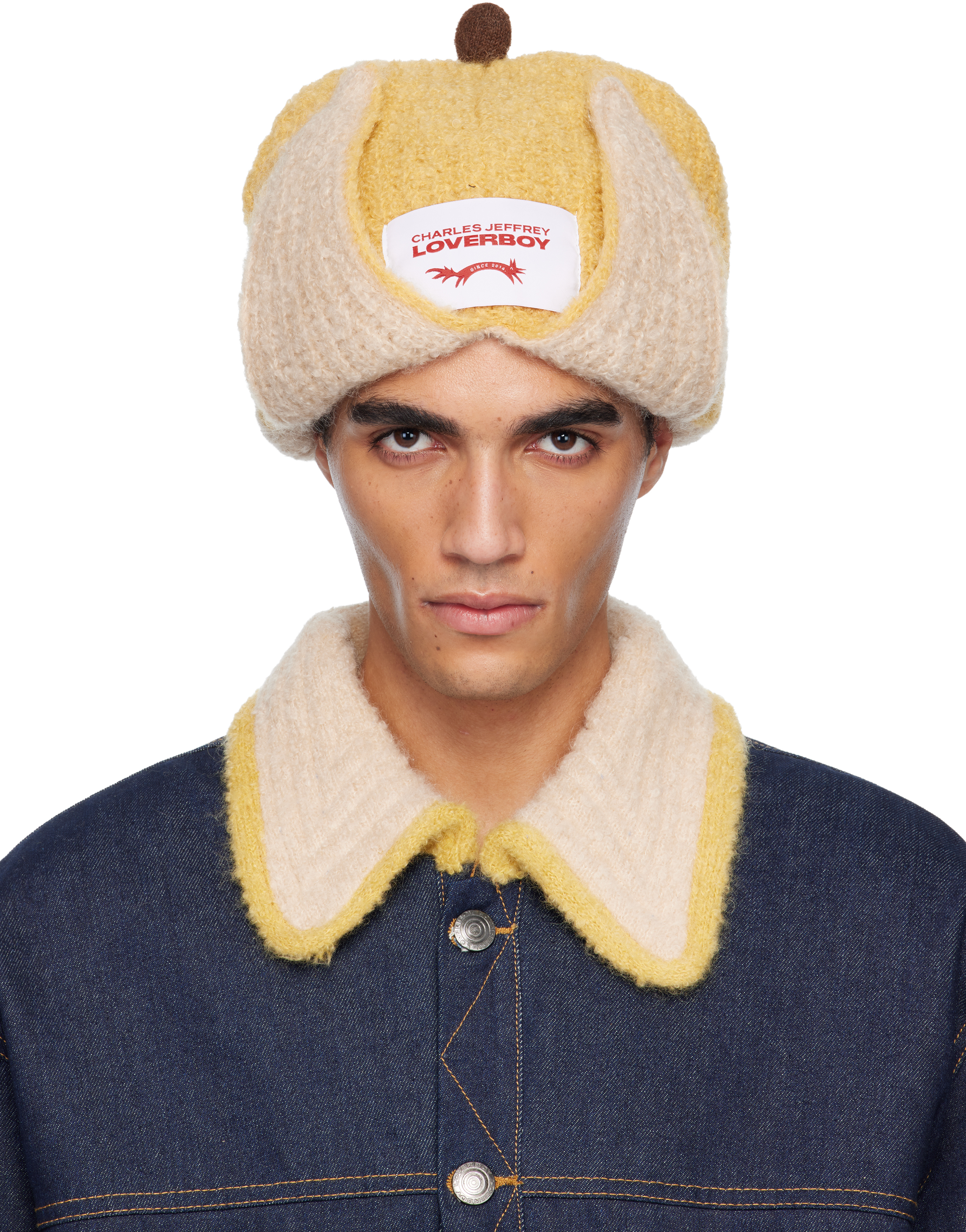 Charles Jeffrey LOVERBOY: Yellow Mohair Chunky Banana Beanie | SSENSE