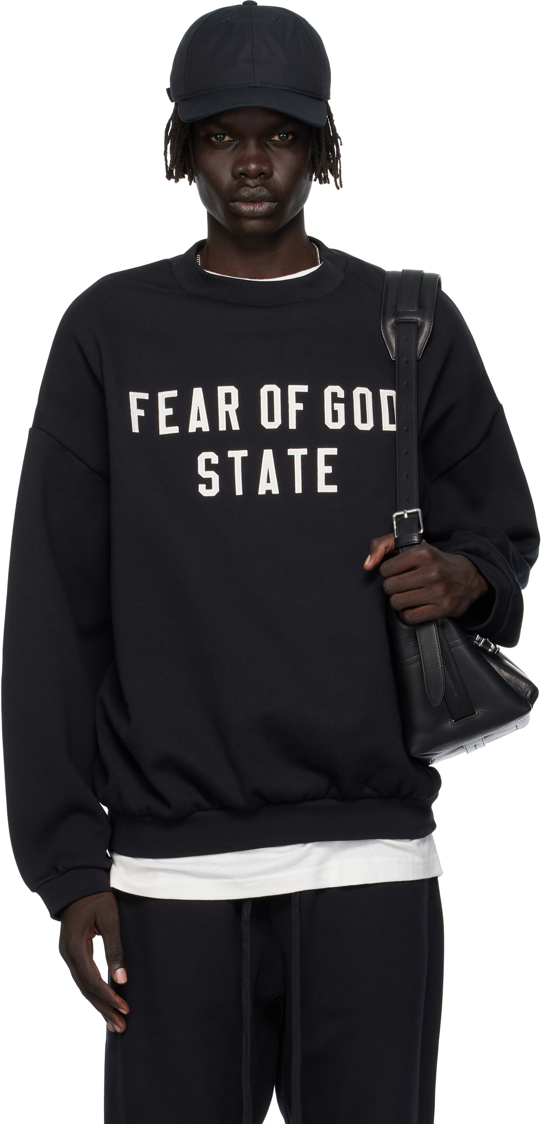 Fear of God ESSENTIALS: ブラック 90s Fit フリース クルーネック