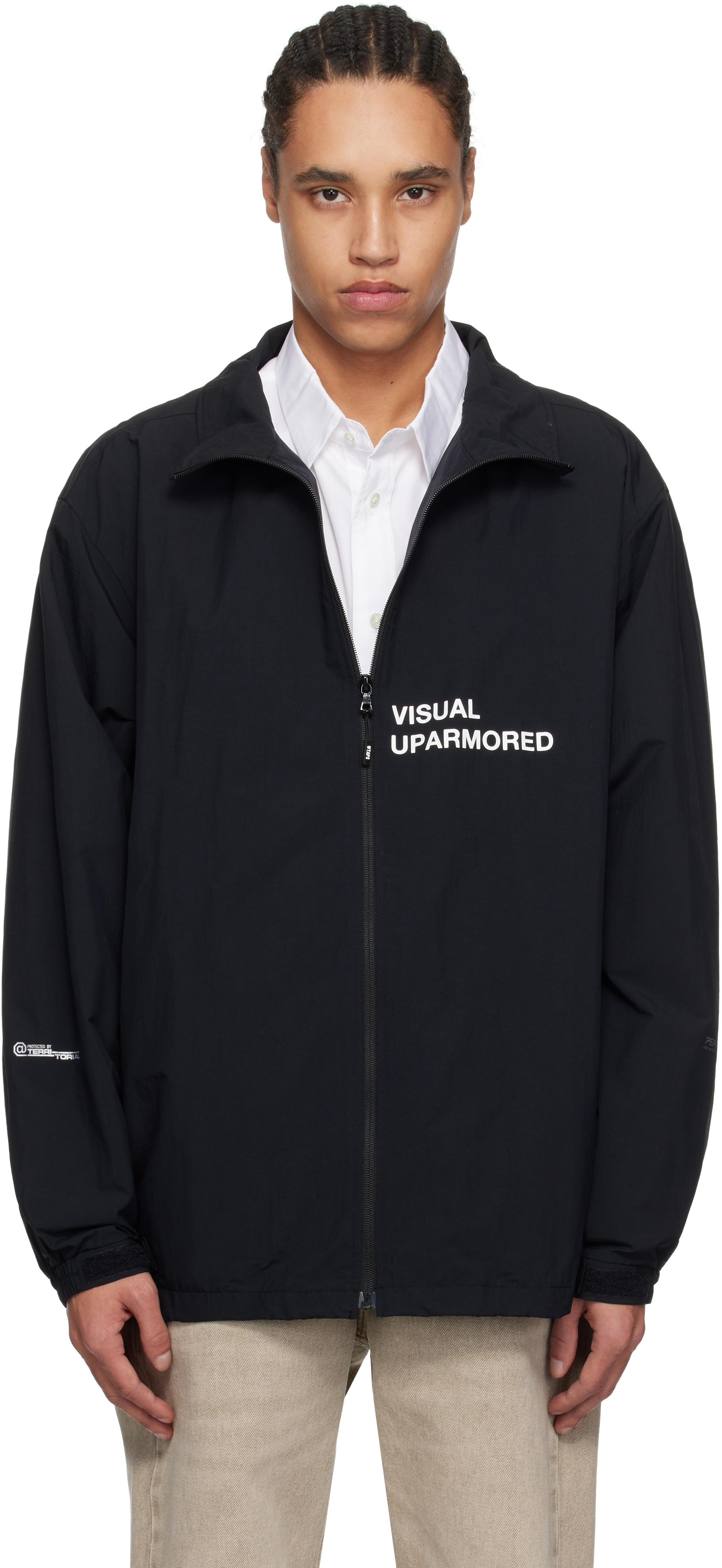 Black Track Nylon Tussah Pertex Jacket by WTAPS on Sale