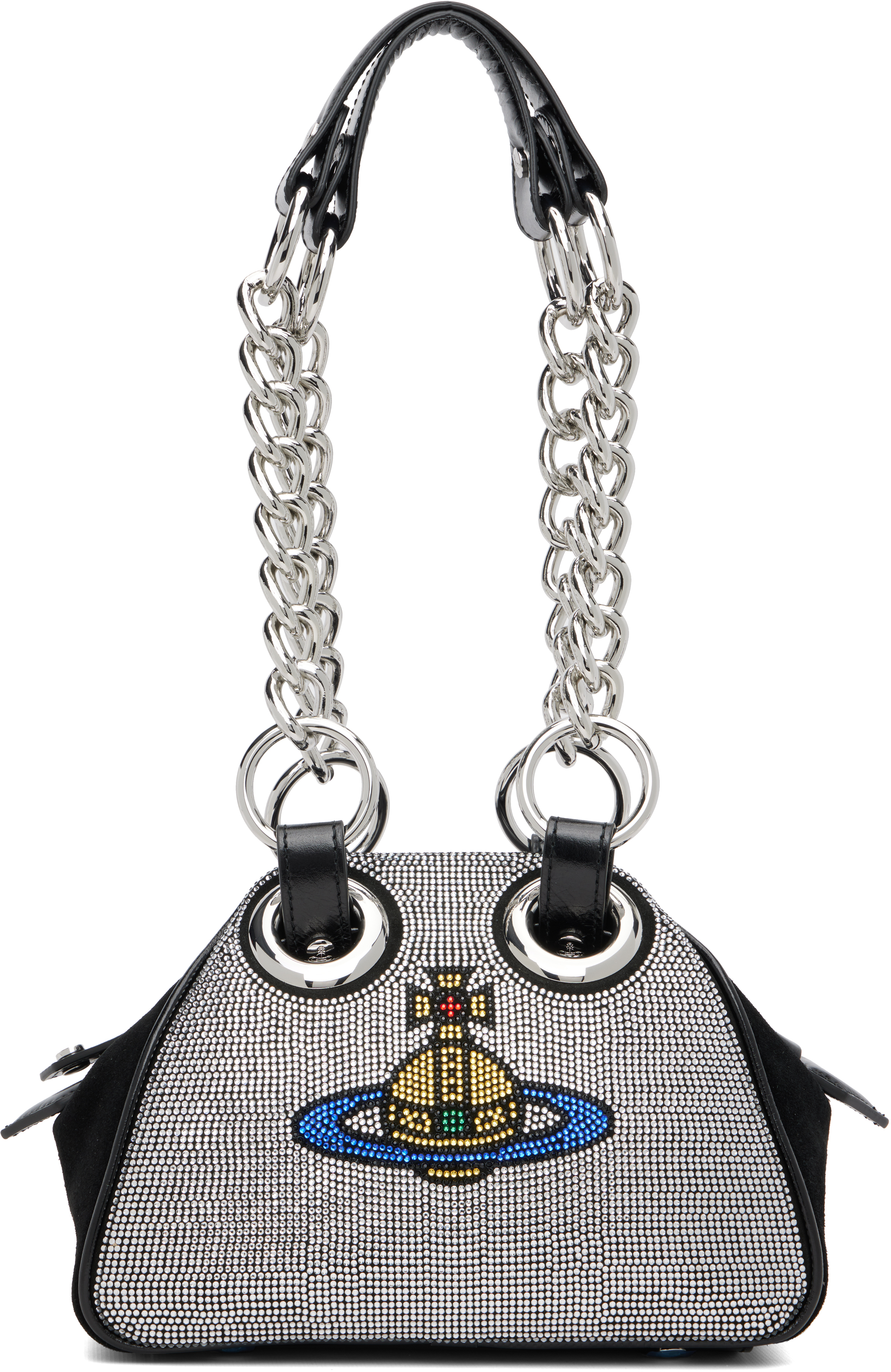 Black Hotfix Diamante Archive Chain Bag by Vivienne Westwood on Sale