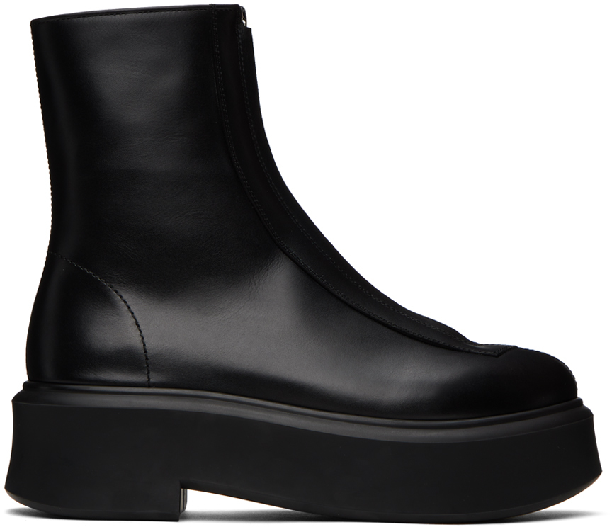 The Row: Black Zipped I Boots | SSENSE