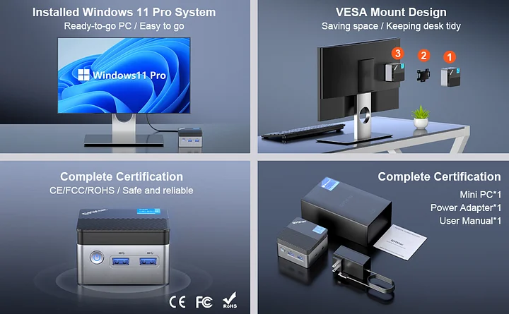 Intel 11th Jasper Lake N5105 Mini PC NucBox5 Windows 11 Pro