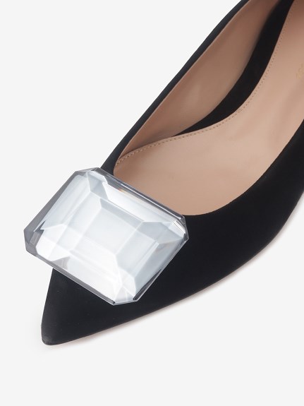 ビジューポインテッドトゥフラットシューズ（シューズ）｜Gianvito