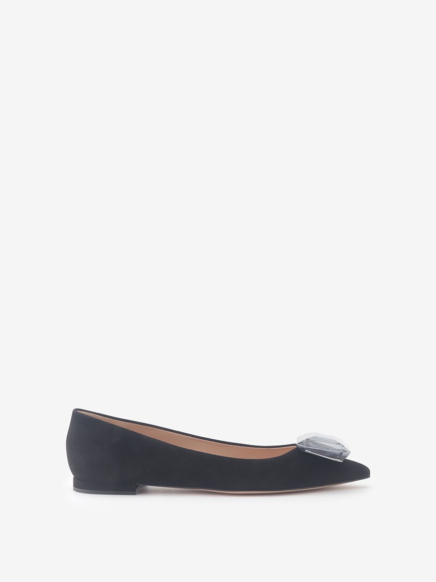 ビジューポインテッドトゥフラットシューズ（シューズ）｜Gianvito