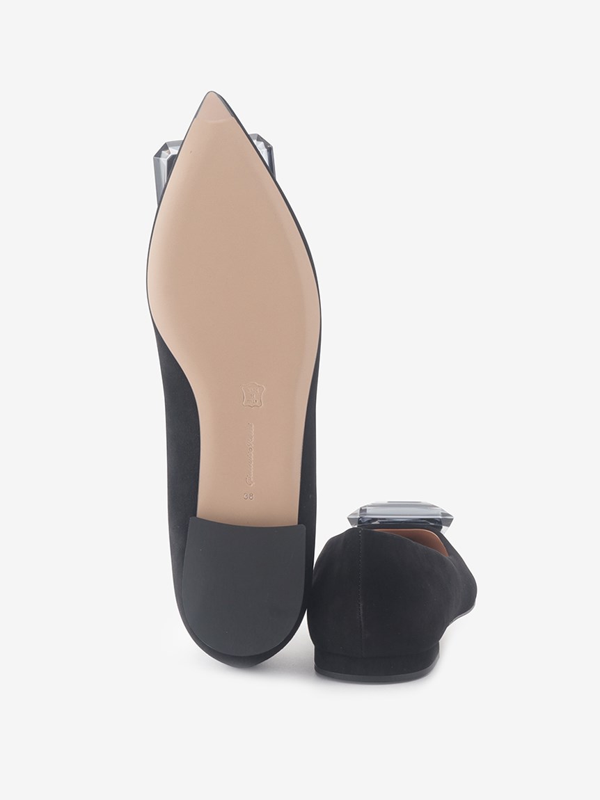ビジューポインテッドトゥフラットシューズ（シューズ）｜Gianvito