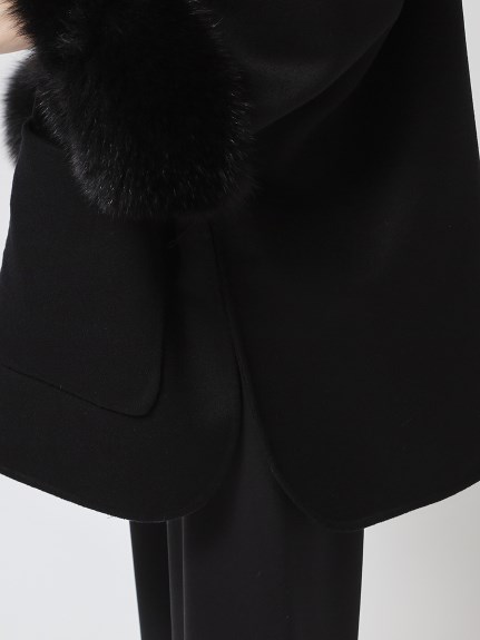 LORO PIANA|FAVOLA DOUBLE】ファー付き ウールカシミヤ ポンチョコート