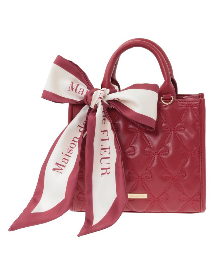 スカーフ付きリボンキルティングスクエアトート/Maison de FLEUR