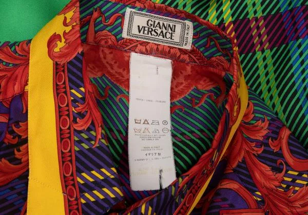 ジャンニヴェルサーチGIANNI VERSACE シルクマルチカラー総柄シャツ