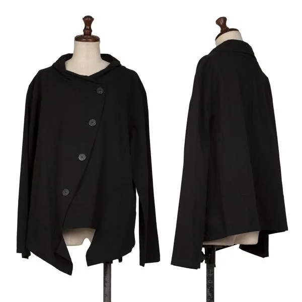 センソユニコSENSOUNICO 慈雨 シルク混裾切替ジャケット 黒40 (K-145665)