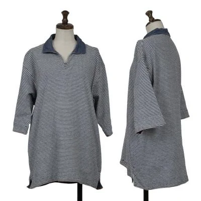 45rpm 45R コットン裾ワンポイント刺繍ブラウス 紺3 (K-145049)