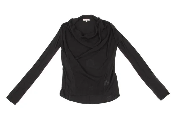 ヘルムートラングHELMUT LANG サイド切替ネックドレープニット 黒P (K