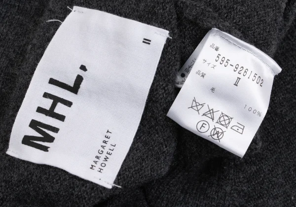 マーガレットハウエルMHL ウールVネックニットベスト 濃グレー2 (K-160772)
