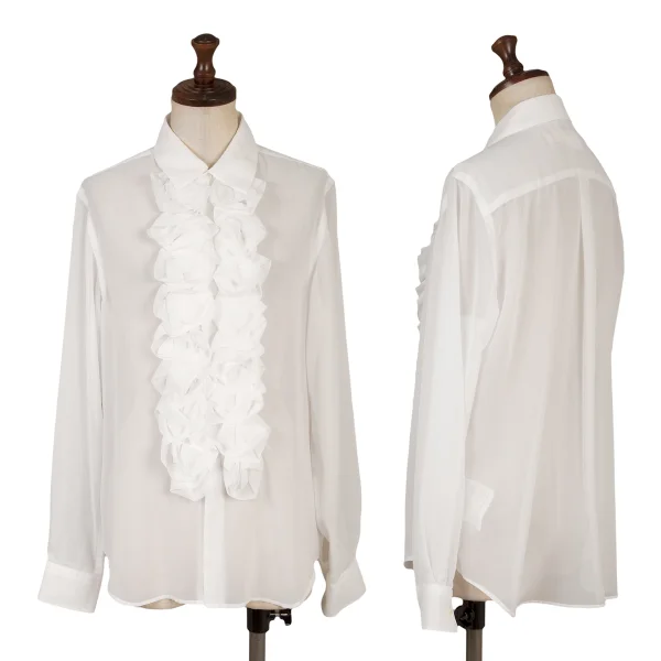 コムデギャルソンCOMME des GARCONS ポリフロントフリル装飾ブラウス