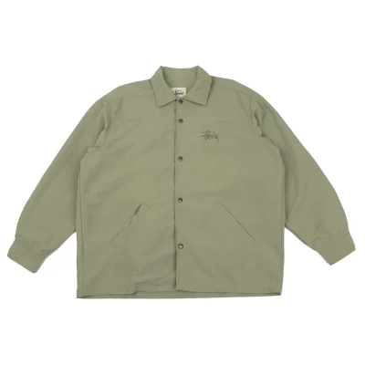 ステューシーSTUSSY ロゴプリントナイロンコーチジャケット カーキL (K