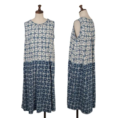 45rpm 45R インディゴ染めコットンヒッコリーストライプVネック