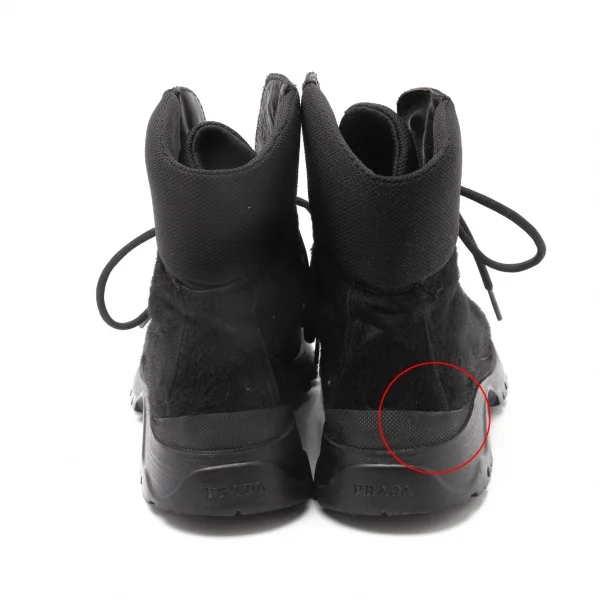 プラダスポーツPRADA SPORT ハラコトレッキングブーツ 黒35 1/2(23.5cm