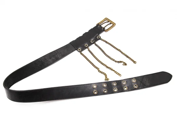 ジャンポールゴルチエJean Paul GAULTIER チェーン装飾レザーベルト 黒