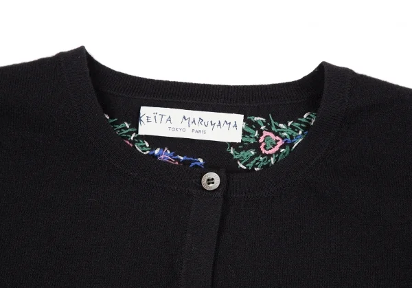 ケイタマルヤマKEITA MARUYAMA 孔雀羽刺繍七分袖カーディガン 黒1 (K