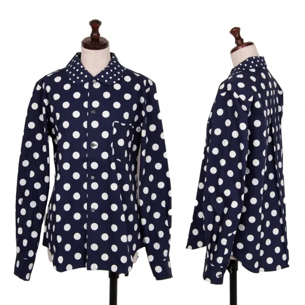 コムコム コムデギャルソンCOMME des GARCONSドットプリント丸襟シャツ