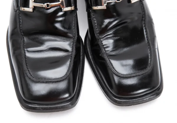 グッチGUCCI ホースビットスクエアトゥレザーローファー 黒40E (24.5cm
