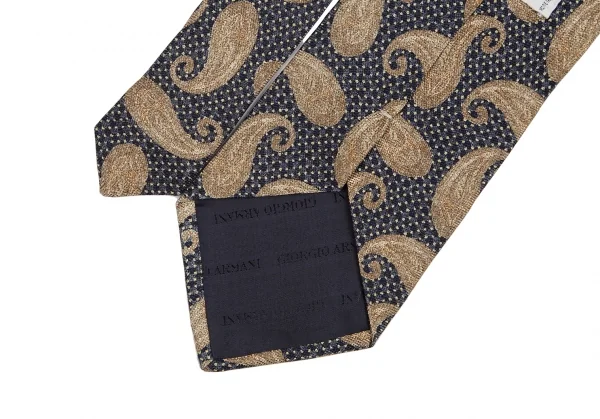 ジョルジオアルマーニGIORGIO ARMANI 勾玉柄シルクネクタイ 紺他 (K