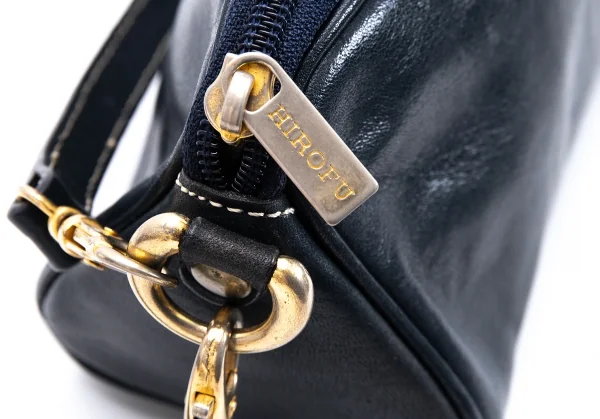 ヒロフHIROFU レザーHエンボスショルダーバッグ 紺 (K-129306)