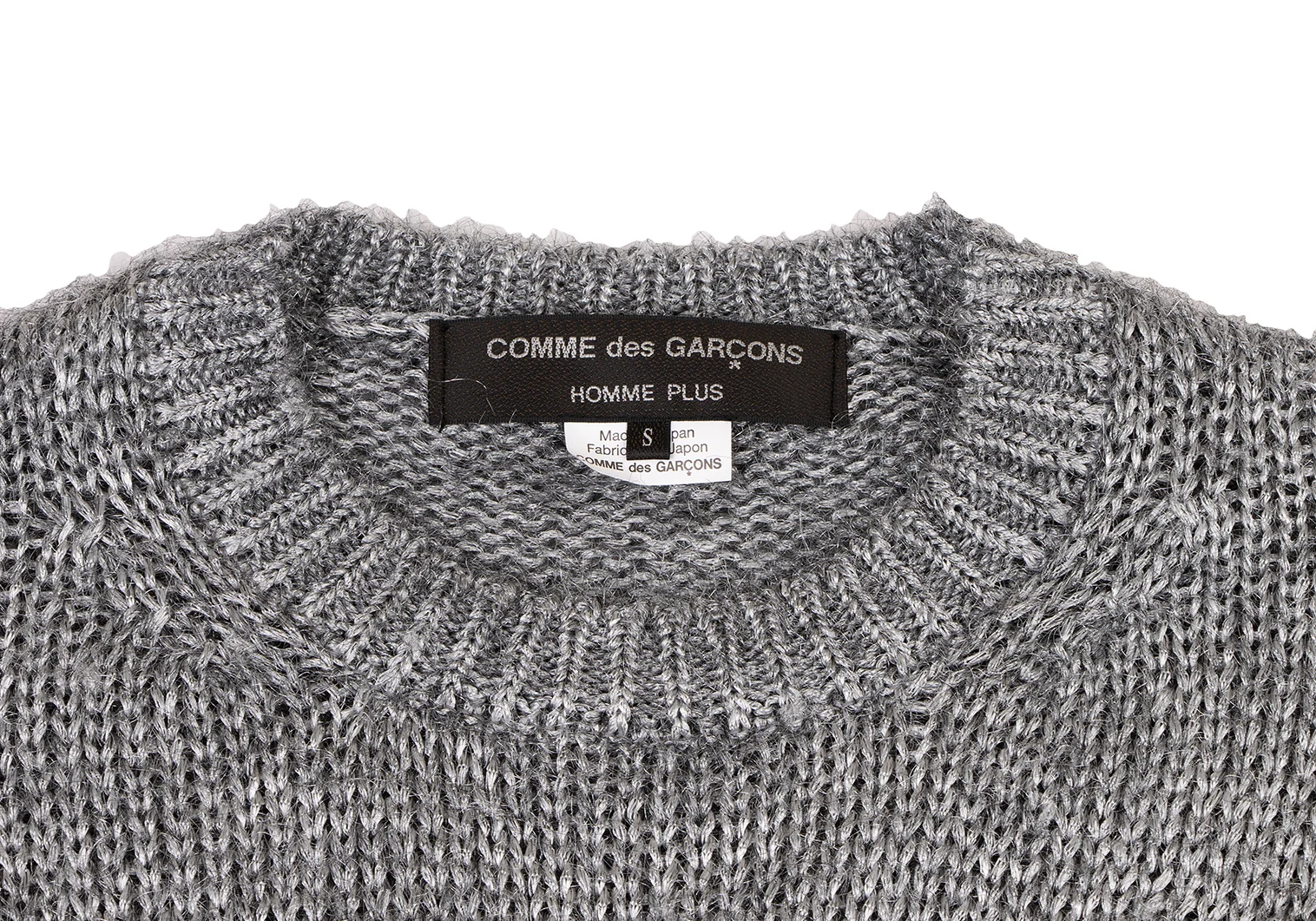 COMME des GARCONS HOMME PLUS Metallic Knit Sweater Silver S (K-134386)