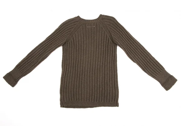 MM6 Maison Martin Margiela V Neck Wool Knit Sweater Brown S (K-134552)