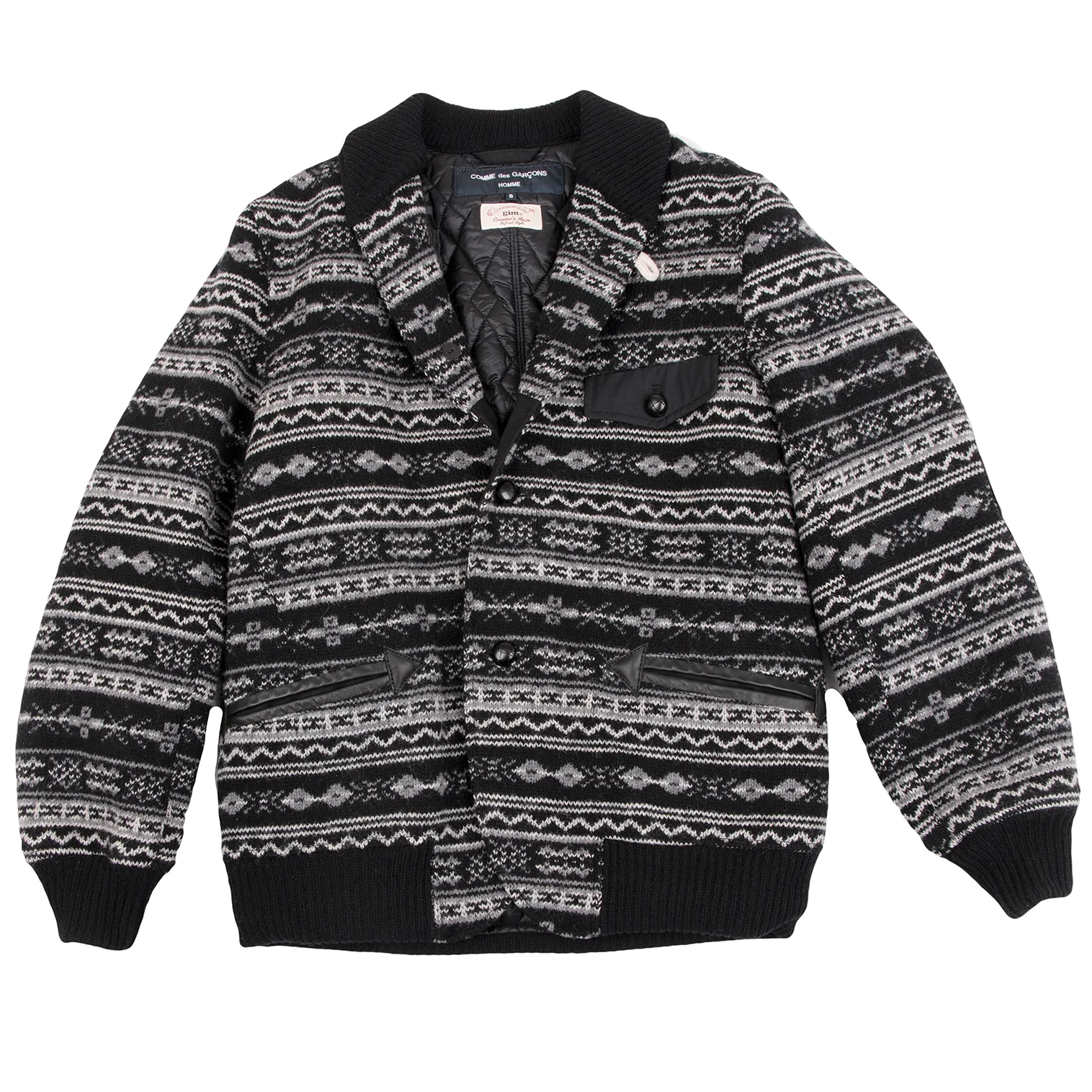 COMME des GARCONS HOMME×gim Nordic Padded Knit Jacket Black,Grey S