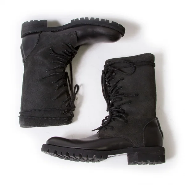 SALE】リミフゥLIMI feu ランダムホールレザーブーツ 黒LL（24.5位