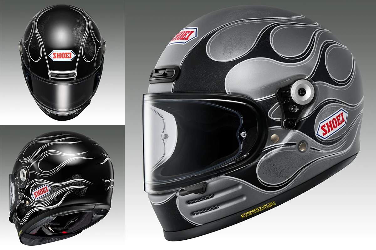 新製品】SHOEIのネオレトロフルフェイス「Glamster BLAST」にマット