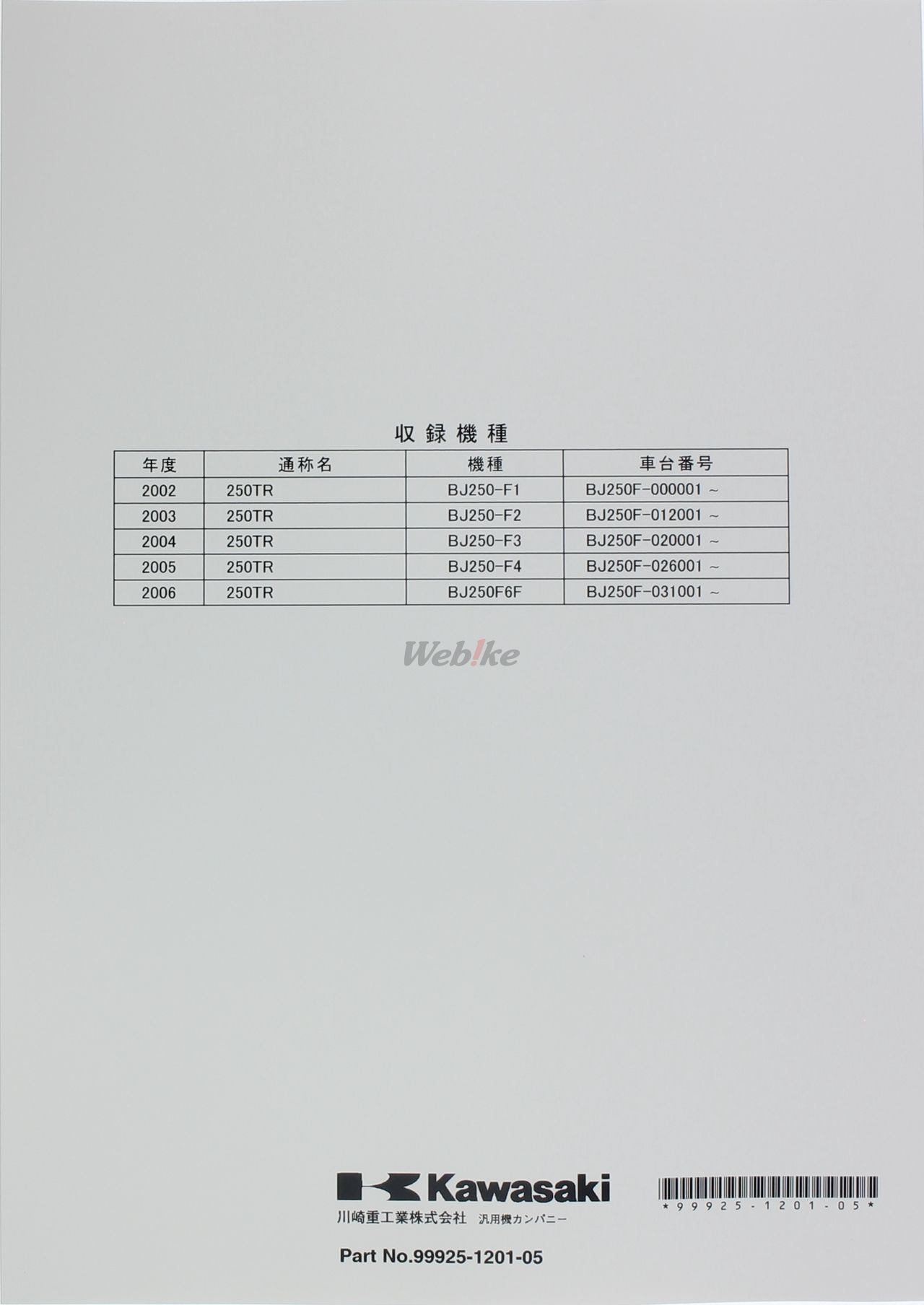 Webike | KAWASAKI カワサキ サービスマニュアル (基本版) 【和文