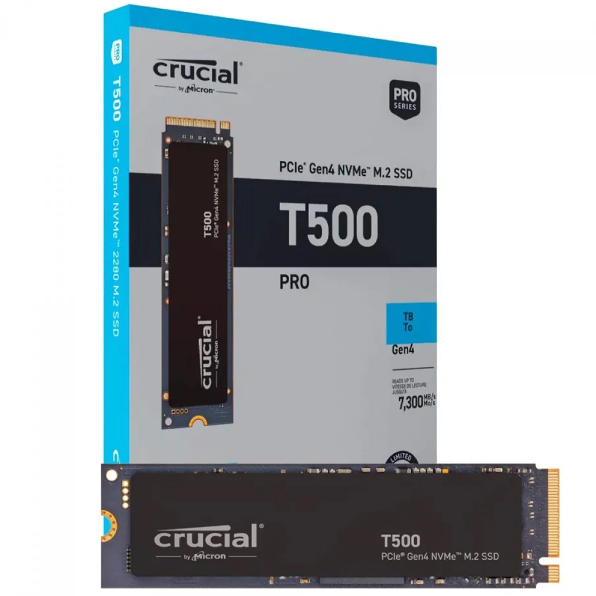SSD Crucial T500, 2TB, M.2 2280, PCIe 4.0, NVMe, Leitura 7400MBs