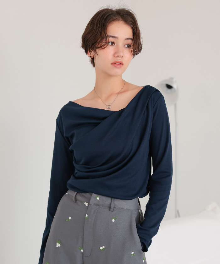 オフショルダーロングスリーブTシャツ【メール便可／100】 | titivate