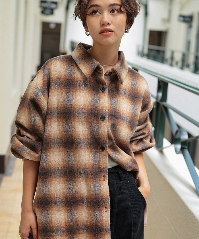 起毛チェックオーバーシャツ | titivate