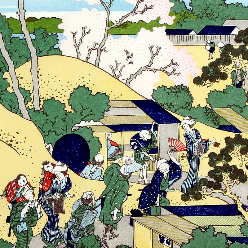 桜の浮世絵で有名「東海道品川御殿山ノ不二」葛飾北斎 富嶽三十六景