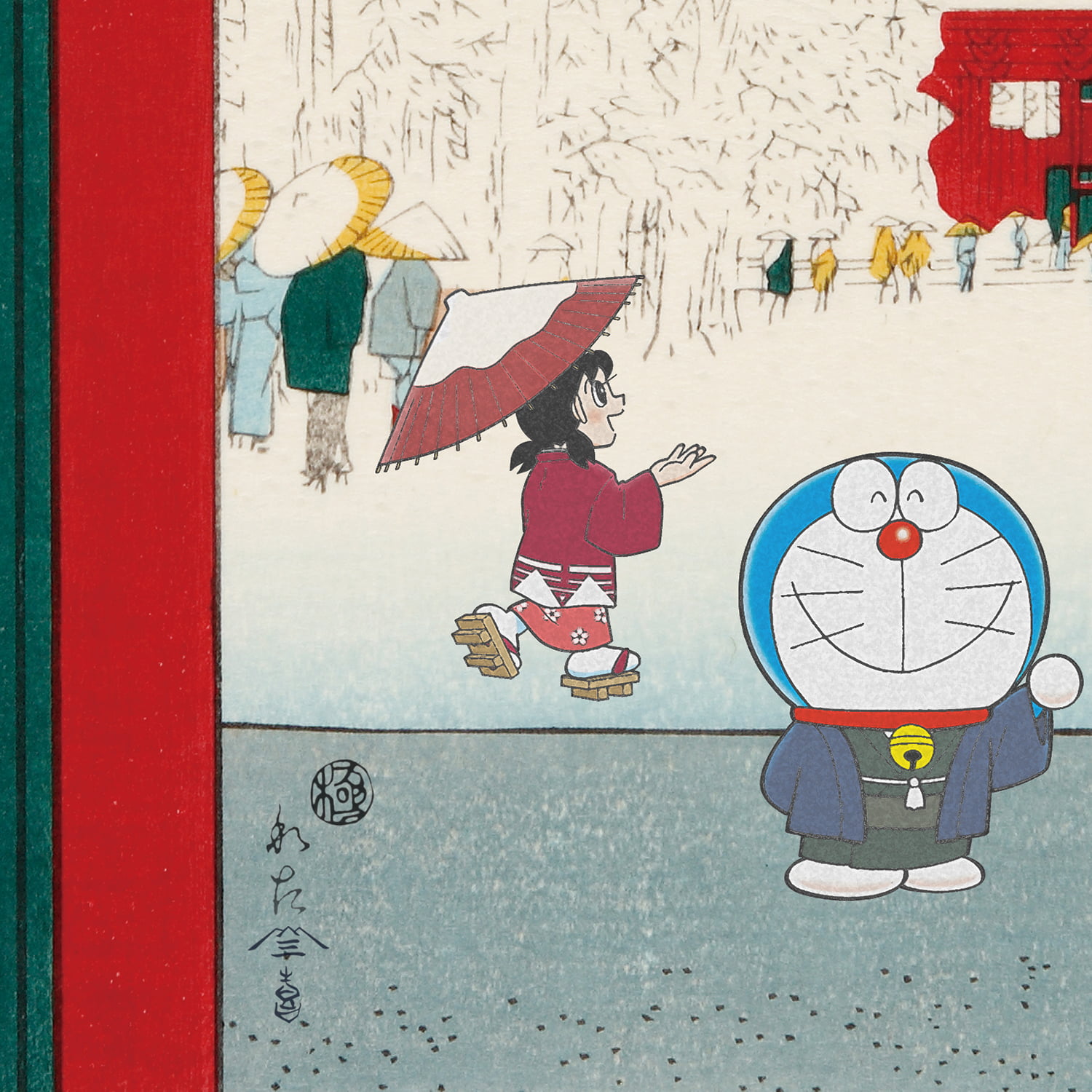 ドラえもん浮世絵木版画「名所江戸百景 浅草金龍山」｜浮世絵工房