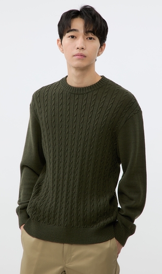 ケーブル柄クルーネックセーター《gim》《日本製》 (24527559-55