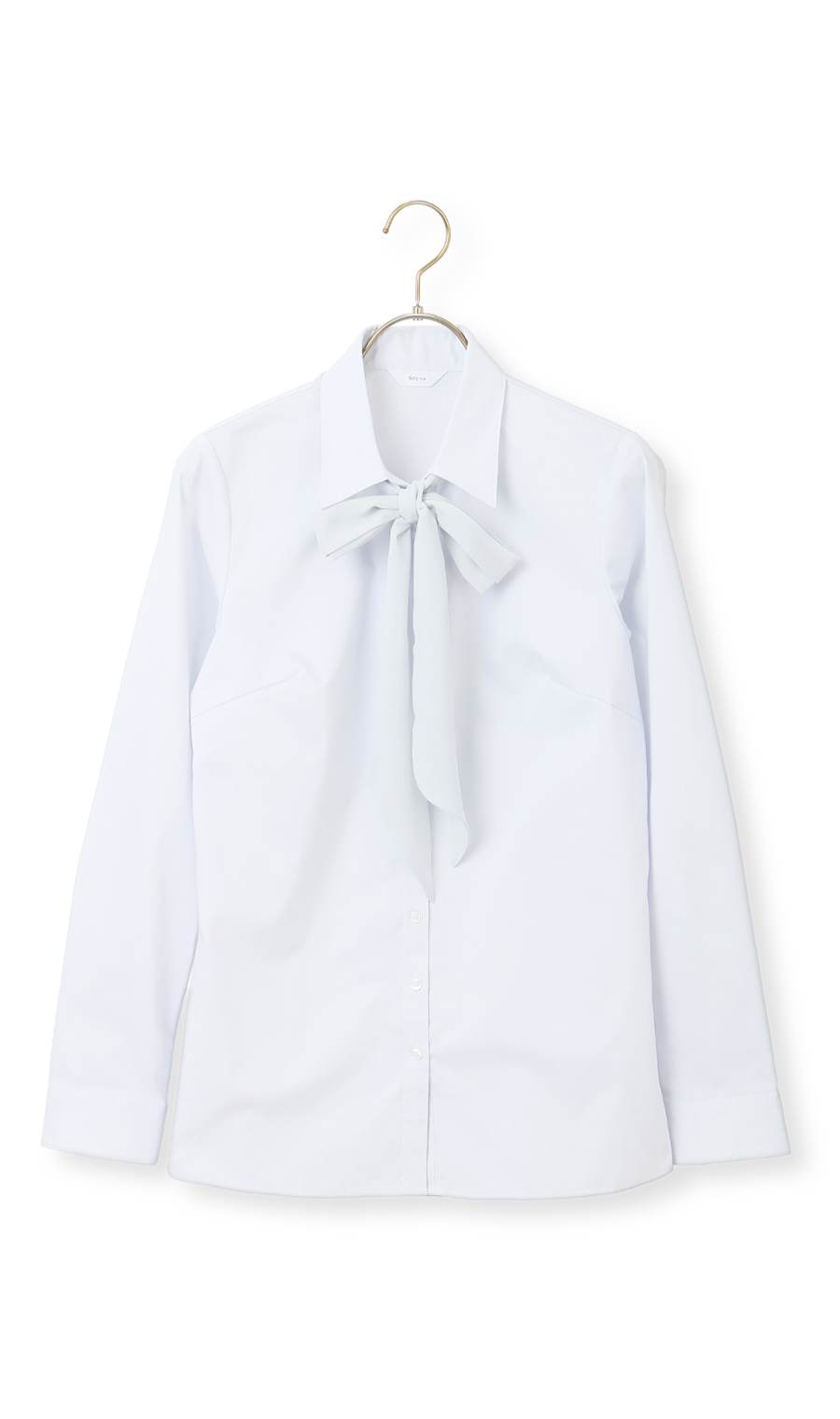 スキッパーカラーラッフルフリル・リボンブラウス【長袖】【3WAY