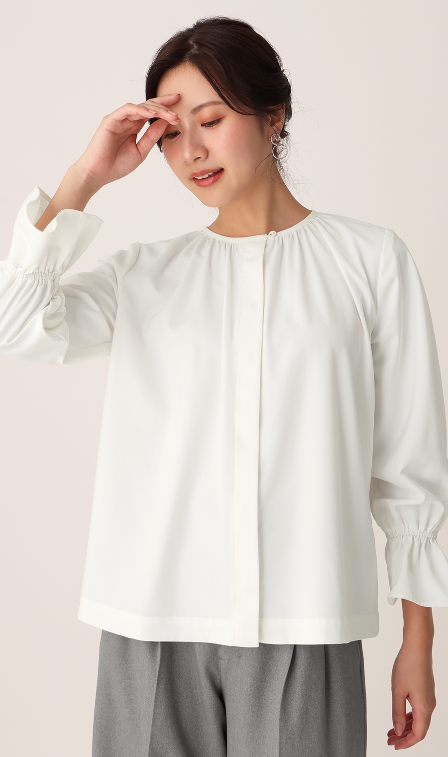 ギャザーブラウス【フレアスリーブ】 (ABL24170-10) | ANCHOR WOMAN