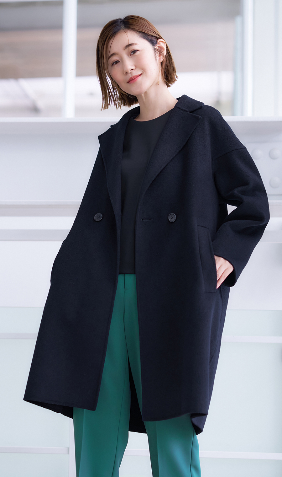 リバーAラインコート《ウール混》《ミドル丈》 (ACR5132-21) | ANCHOR